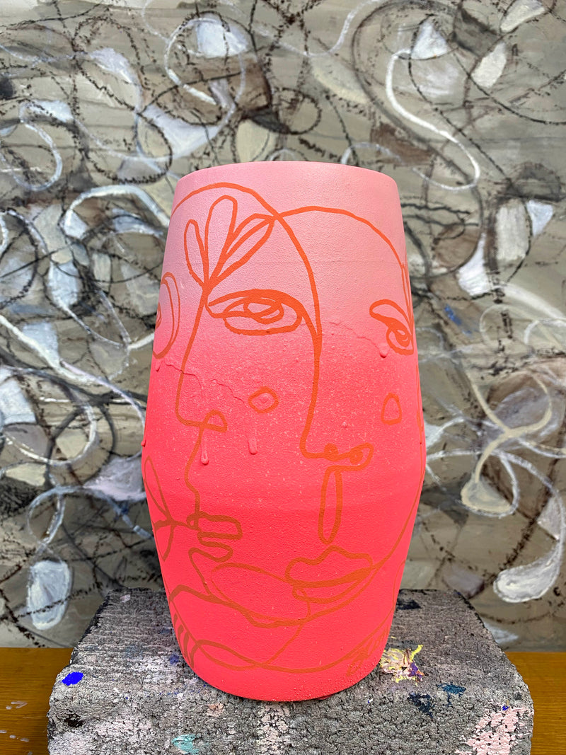 Large Hand Painted Ceramic Vase 