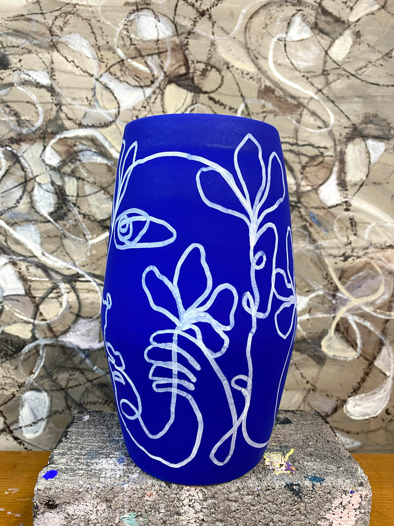 Large Hand Painted Ceramic Vase